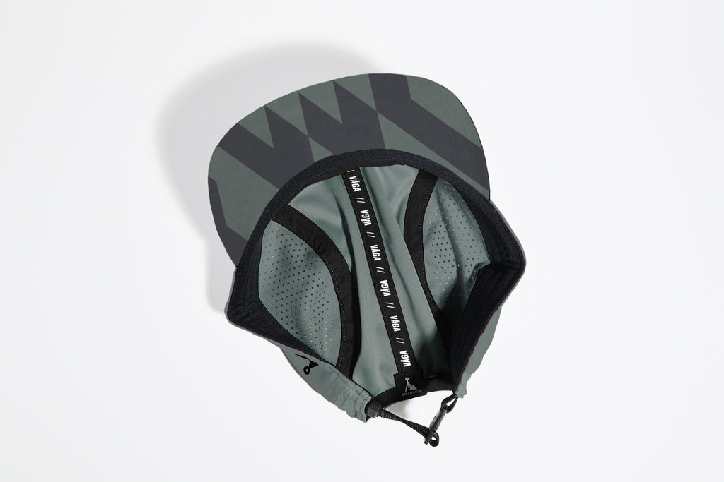 Feather Racing Cap - Sage Green — VÅGA running cap — underside