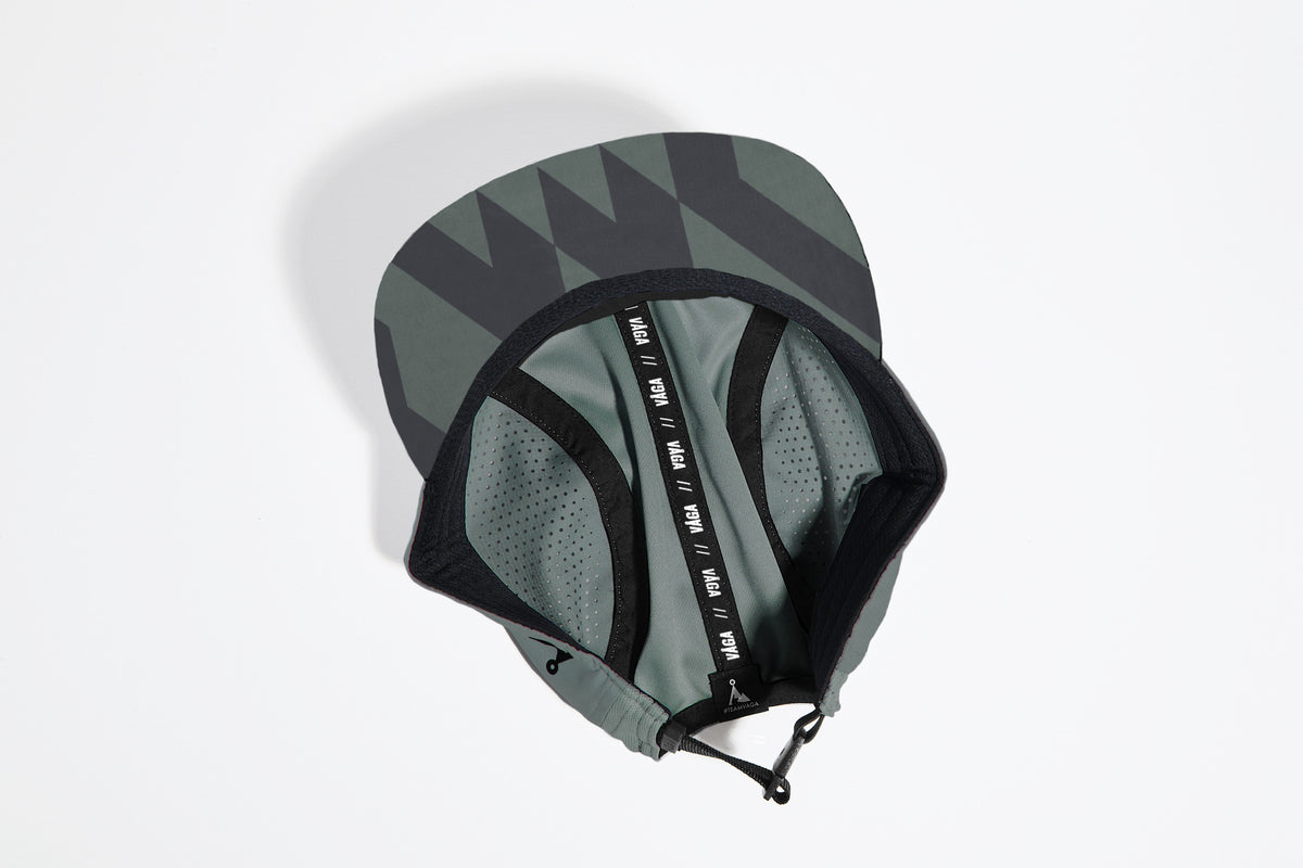 Feather Racing Cap - Sage Green — VÅGA running cap — underside