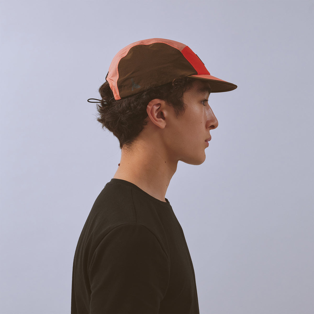 Pacer Cap - Flame Red / Coral / Brown — VÅGA running cap — worn