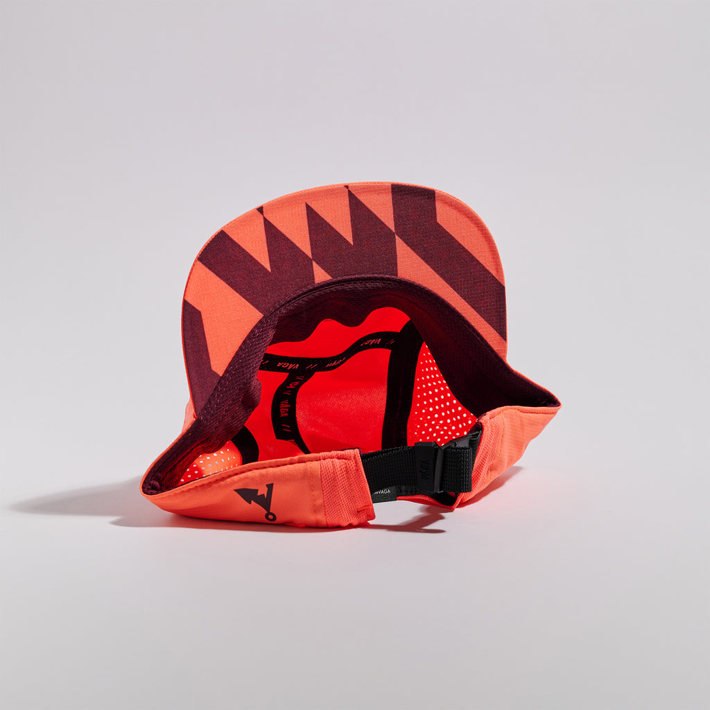 Feather Racing Cap - Neon Coral — VÅGA running cap — underside