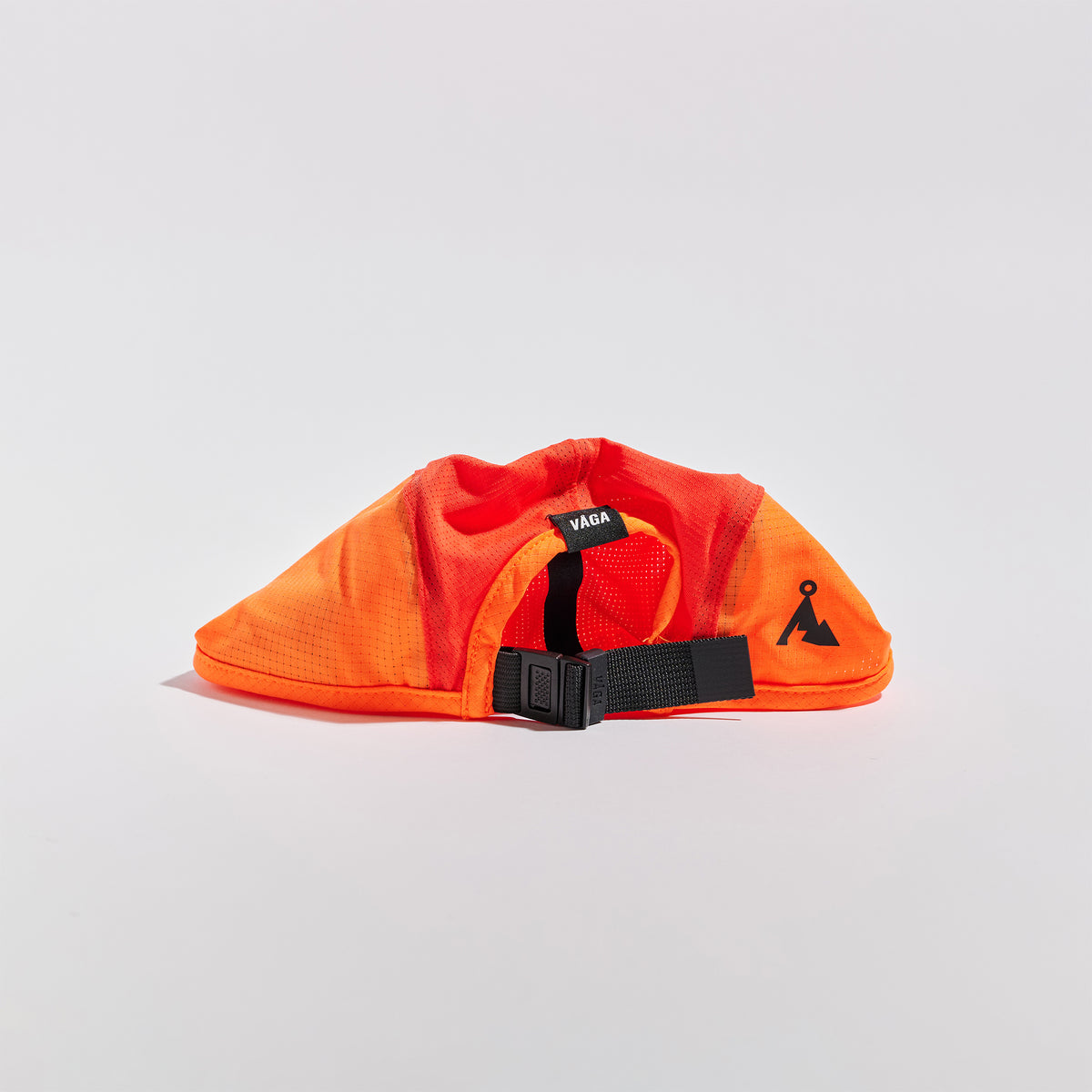 Transit Lite Cap - Neon Orange / Coral — VÅGA running cap — back view, unstructured construction