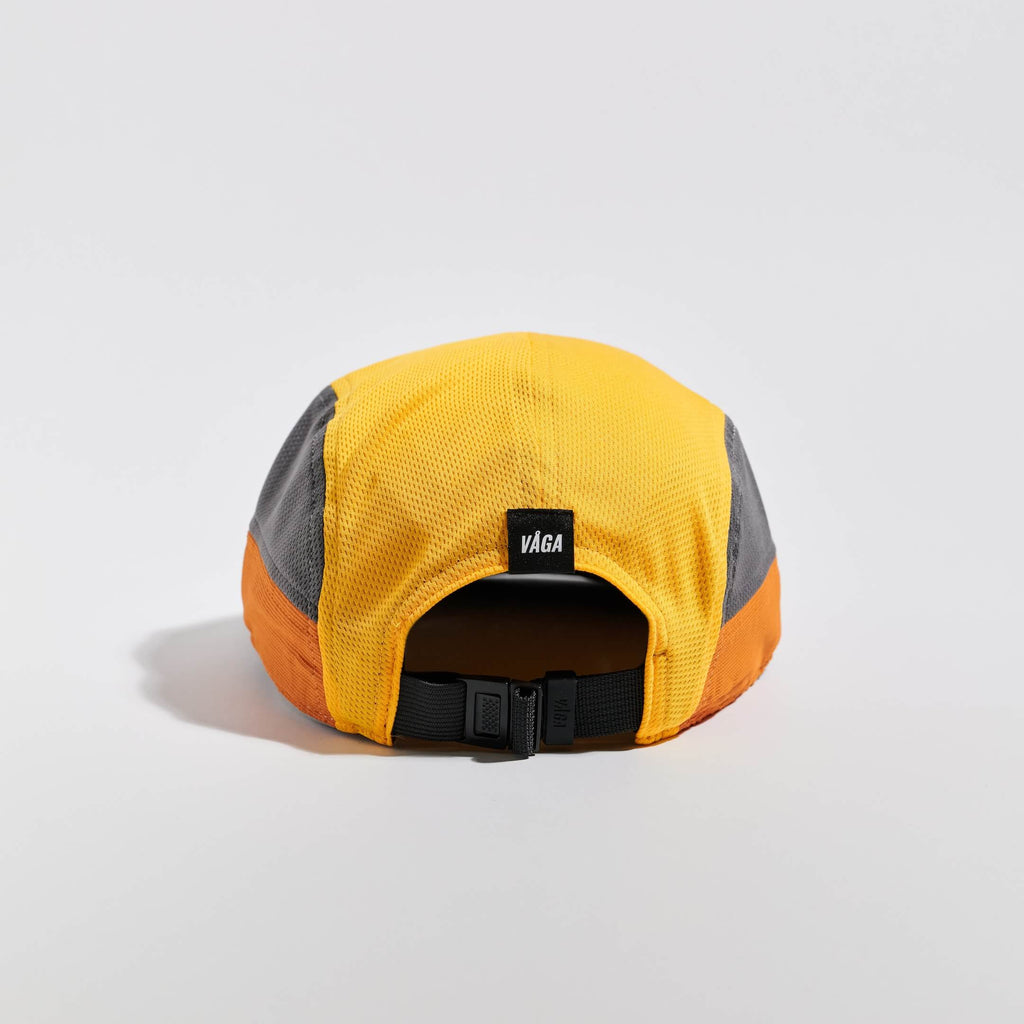 Club Cap - Yellow / Amber / Charcoal — VÅGA running cap — back view