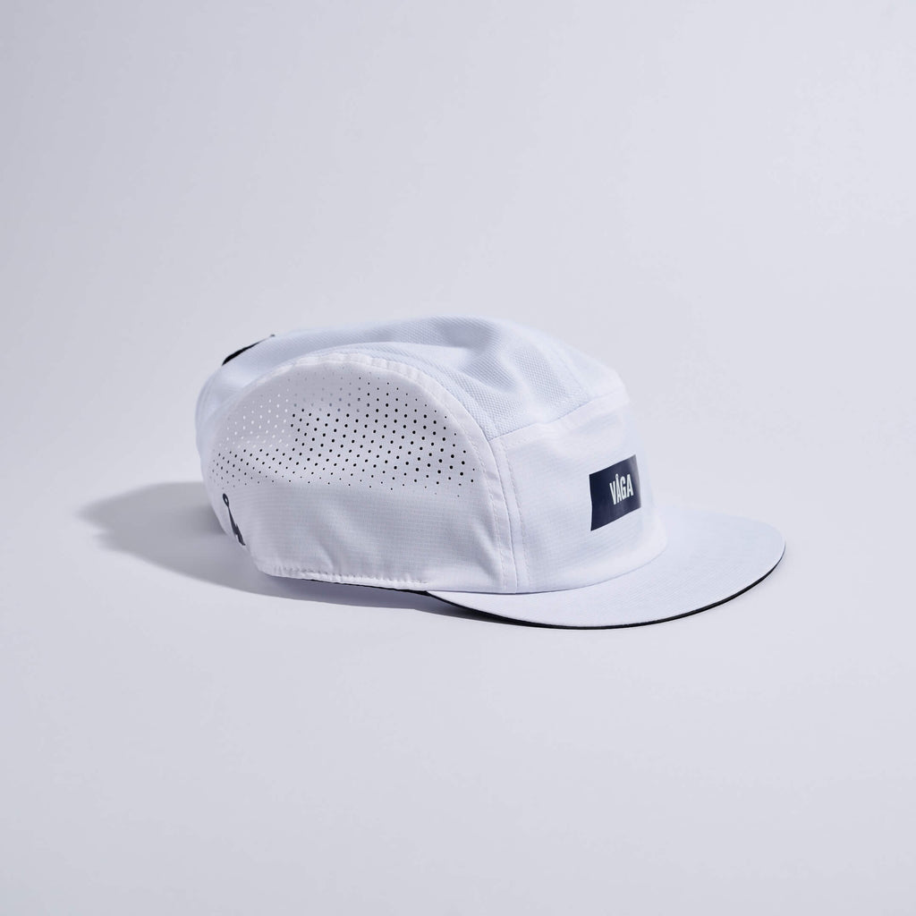 Feather Racing Cap - White — VÅGA running cap — angled view