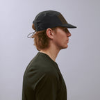 Pacer Cap - Charcoal / Black / Brown — VÅGA running cap — worn, side profile
